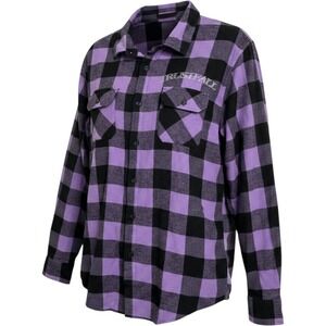 P!nk Flannel Shirt Womens Large Purple Black Buffalo Plaid Trustfall Tour Shirt